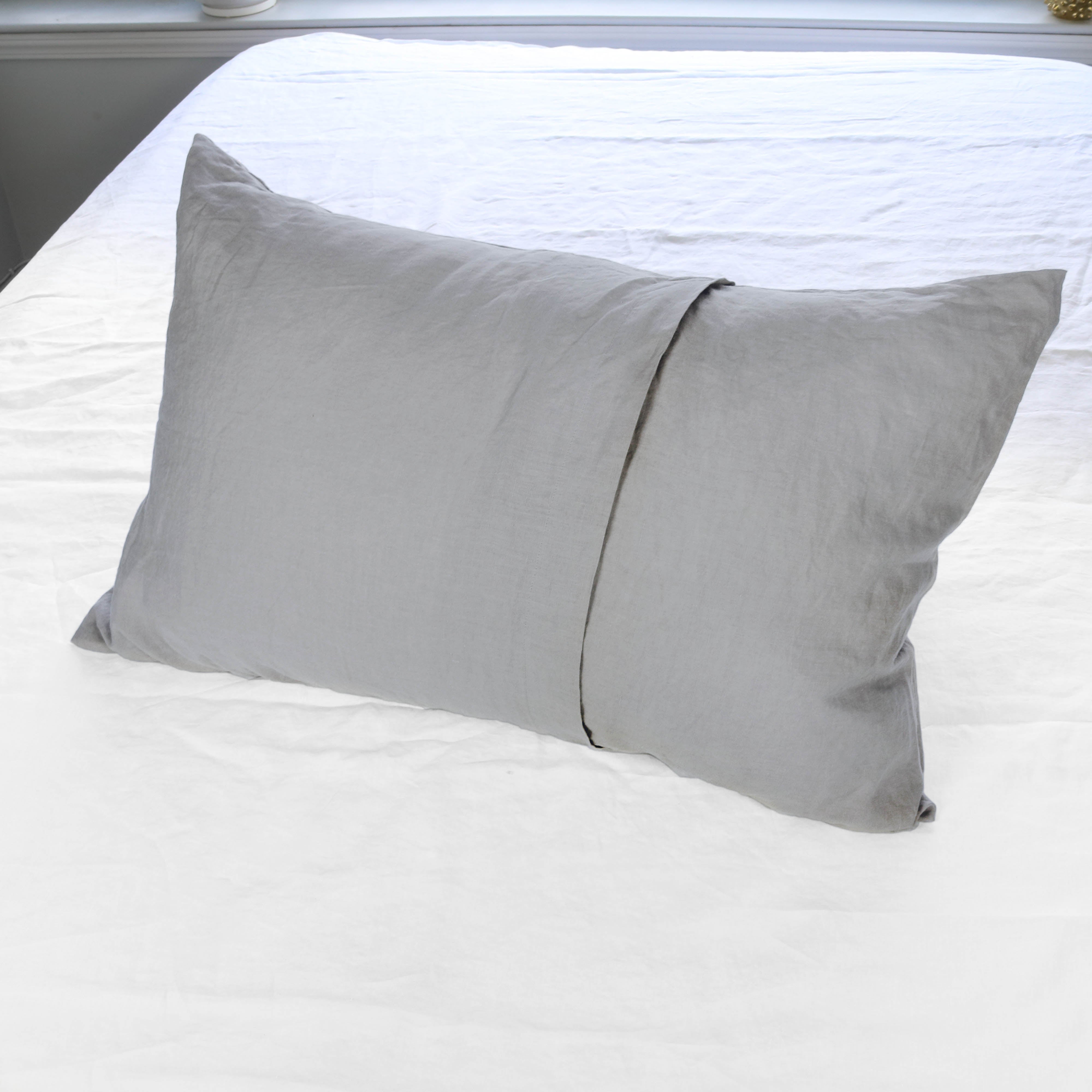 Light Gray Stonewashed Duvet Cover Set Organic 100% French Linen