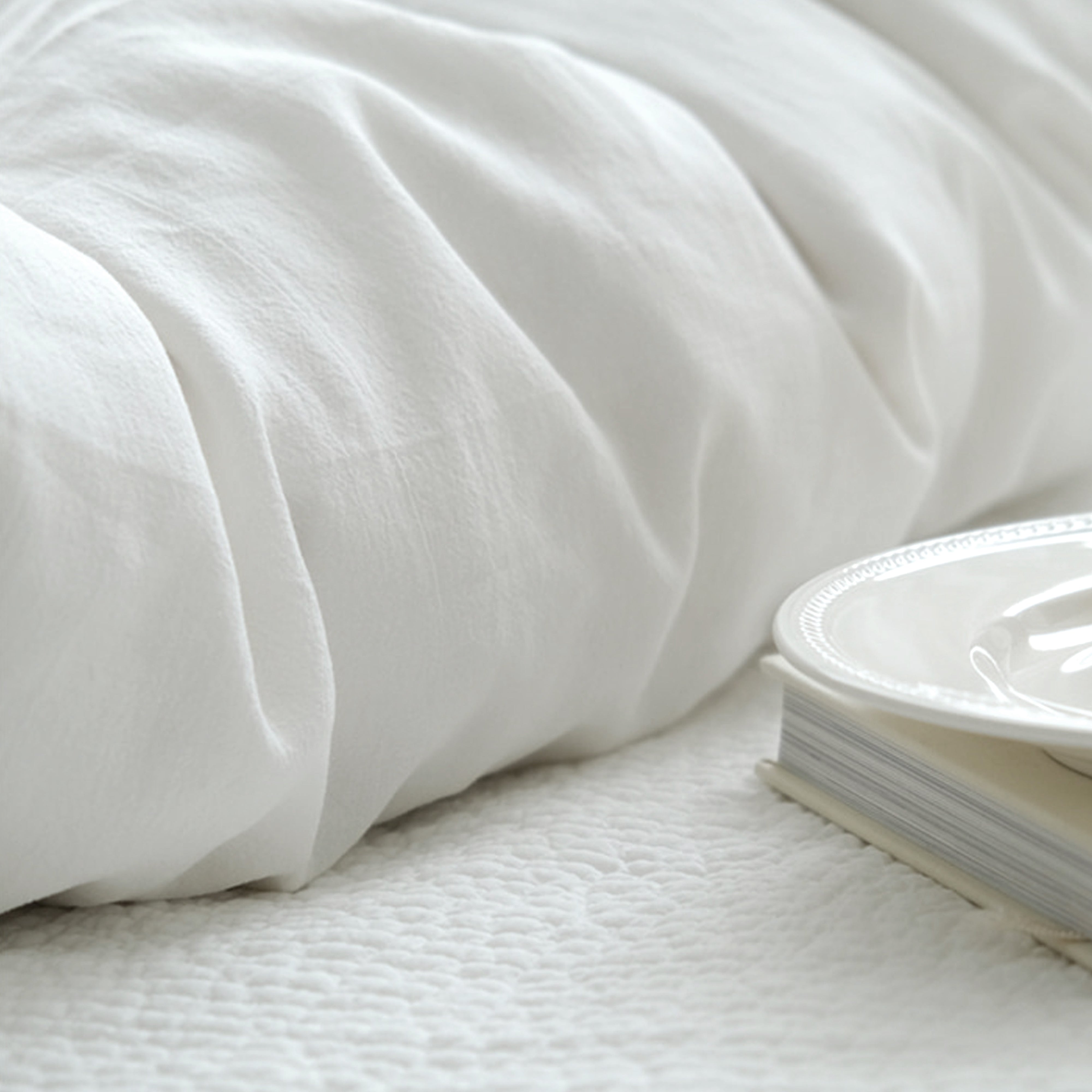 White Stonewashed Duvet Cover Set Organic 100% French Linen