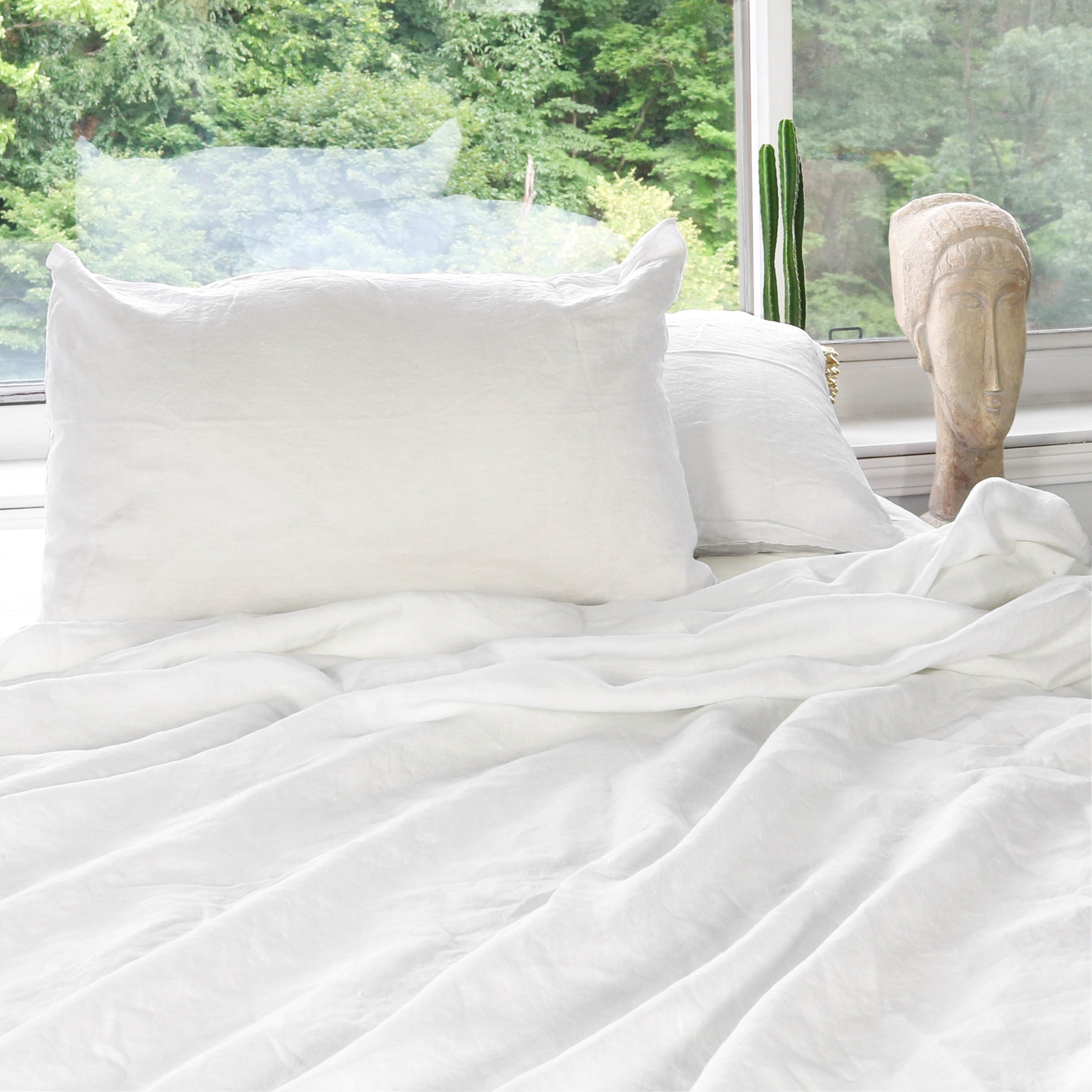 White Stonewashed Duvet Cover Set Organic 100% French Linen