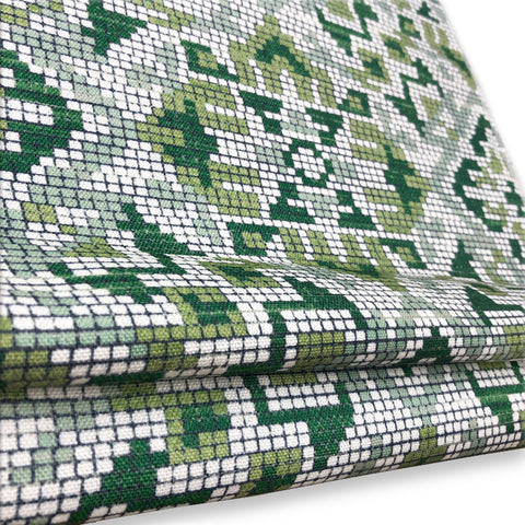 Geometric Embroidery Blend Linen Flat Roman Shade/CL1144
