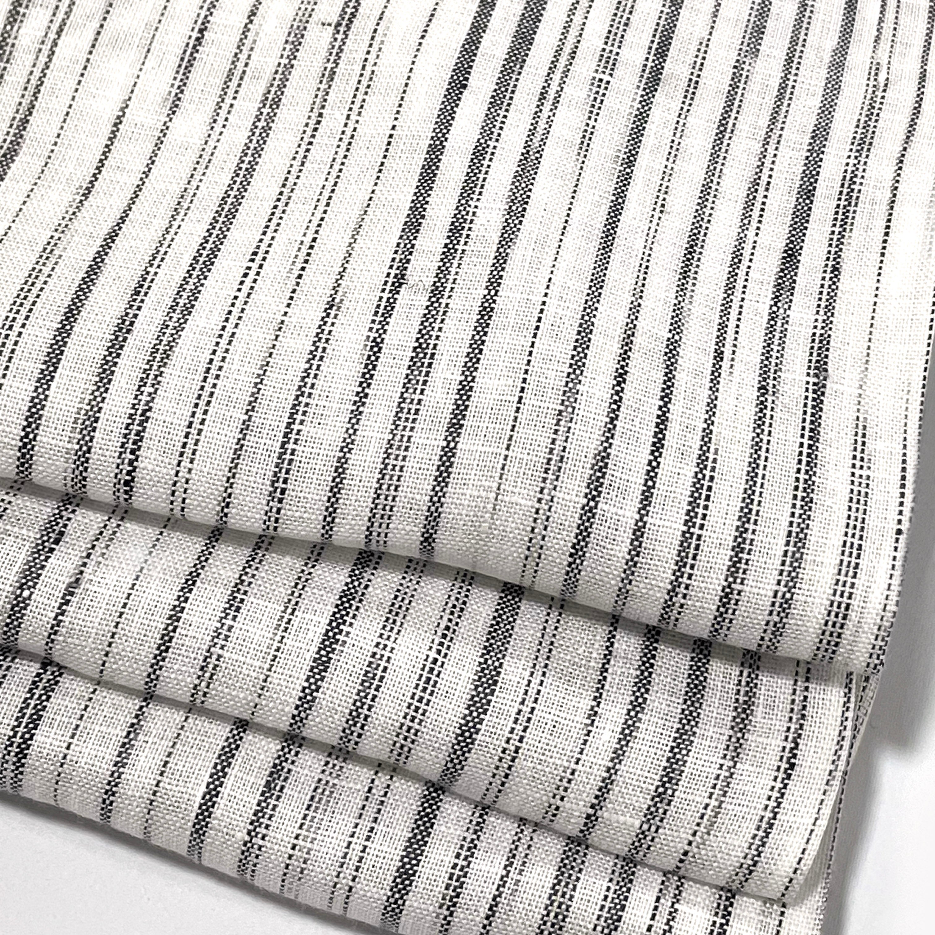 Narrow Irregular Stripe 100% Natural Linen Custom Made Flat Roman shade / CL1039