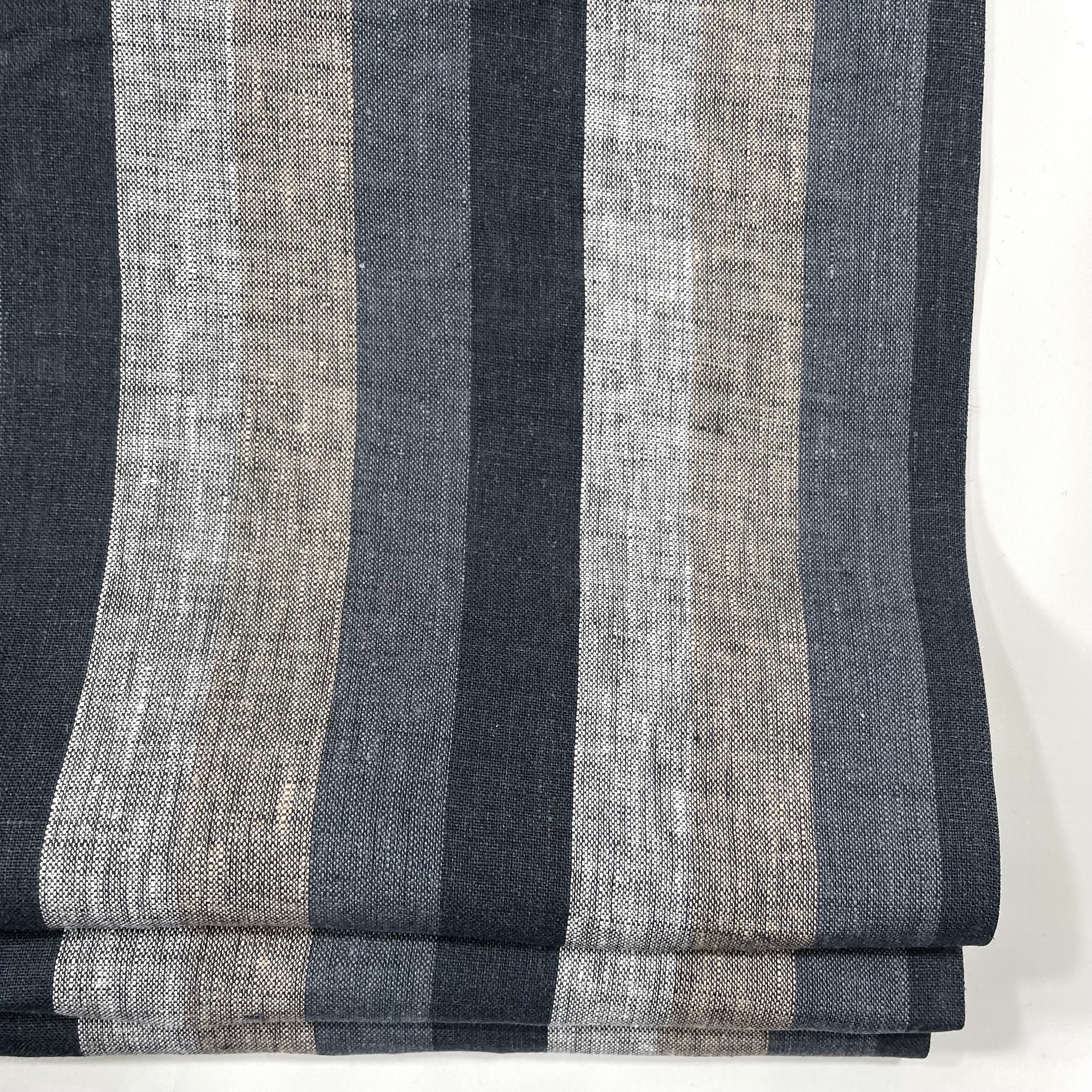 Dark Striped Multi Colors 100% Natural Linen contemporary Roman Shade / CL1042