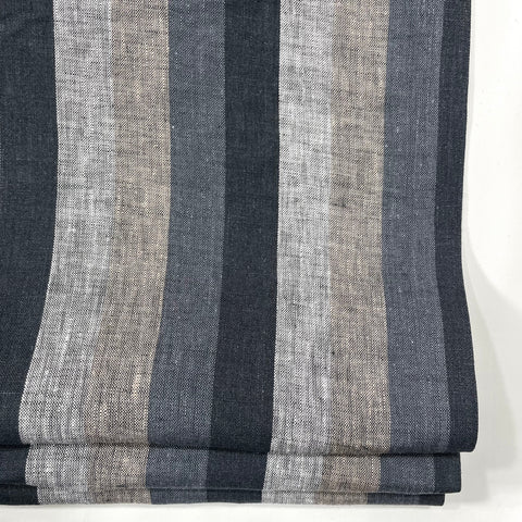 Dark Striped Multi Colors 100% Natural Linen contemporary Roman Shade / CL1042