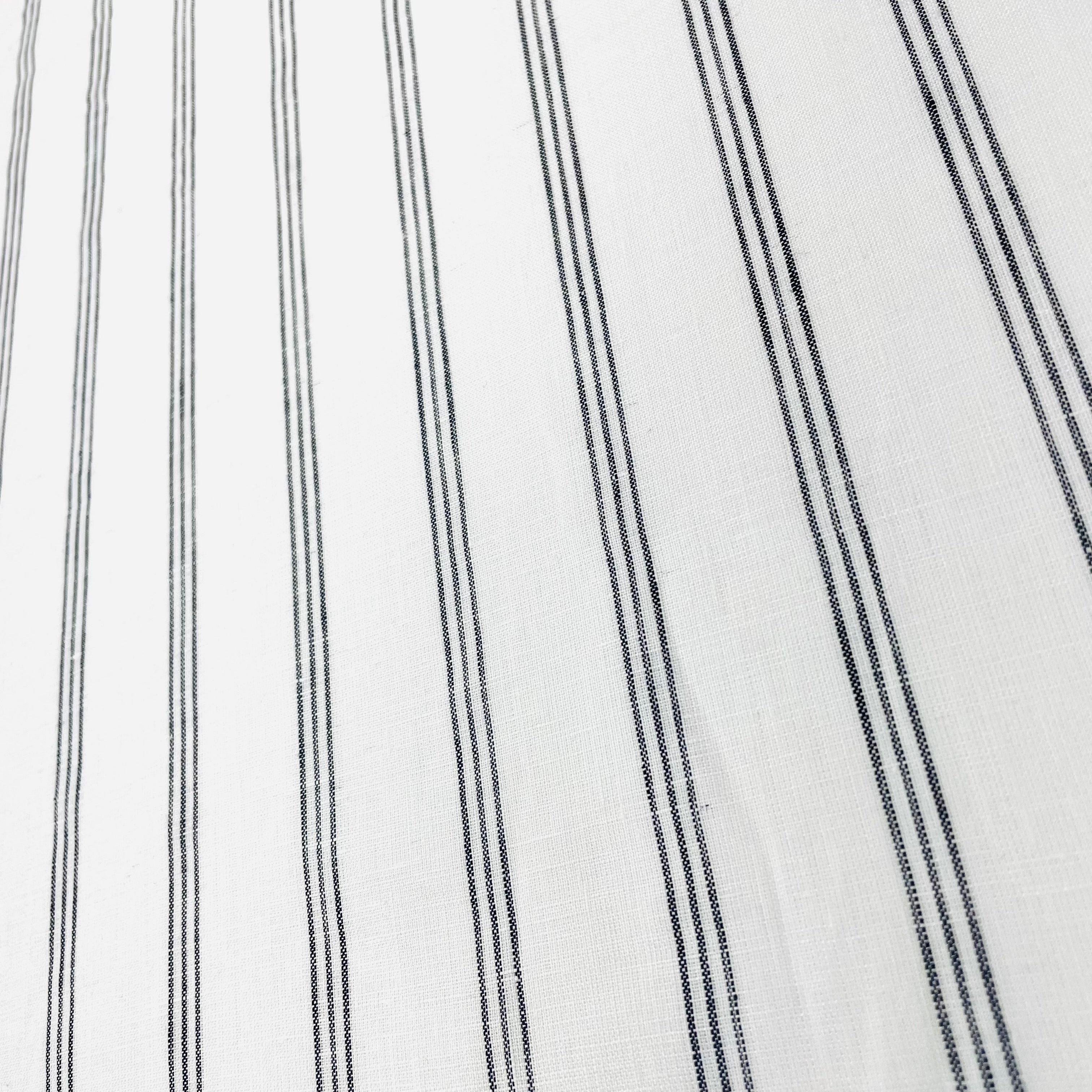 3 Thin Stripes Dark Grey 100% Natural Linen Fabric by the Yard / 53" Width / CL1044