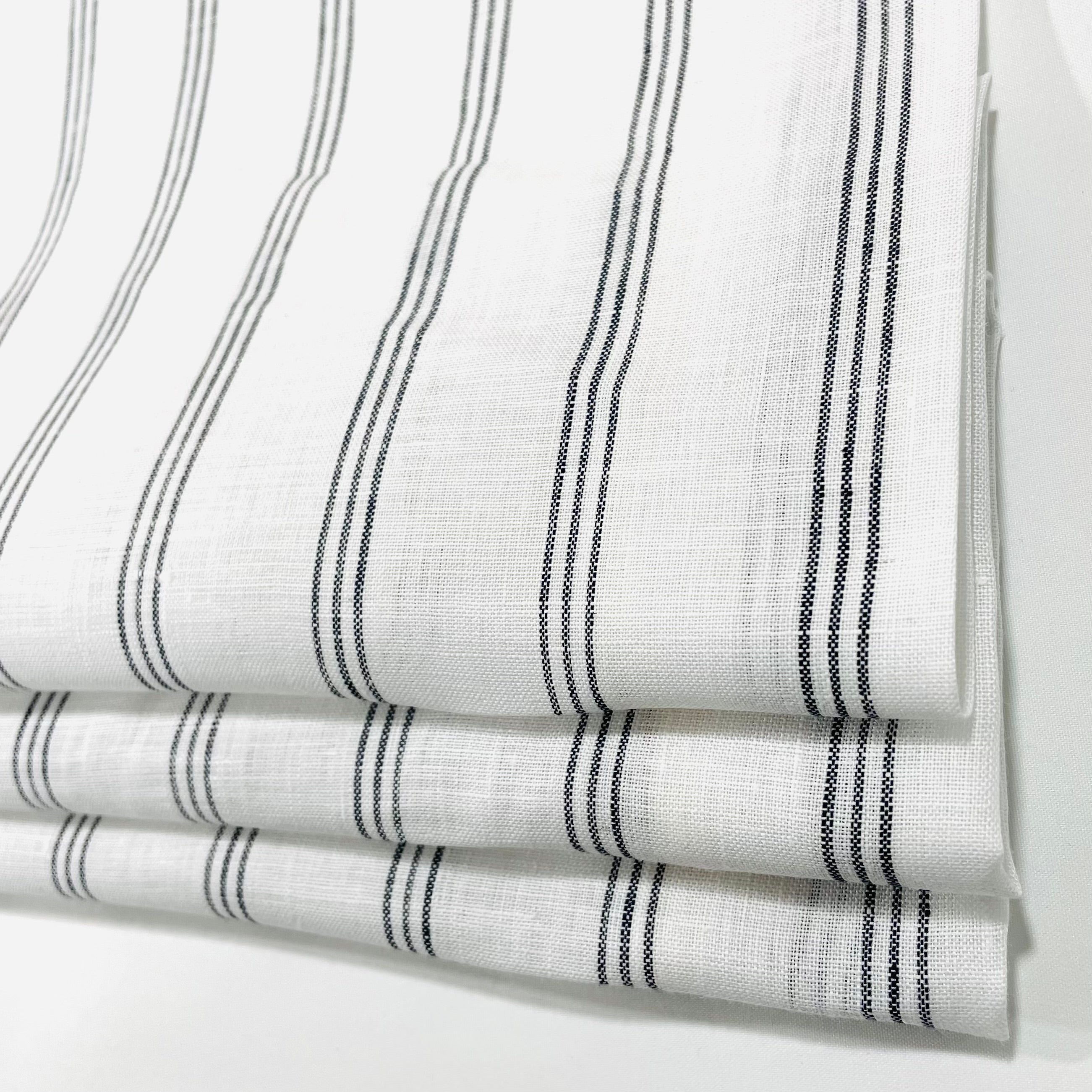 3 Thin Stripes Dark Grey 100% Natural Linen contemporary Roman Shade / CL1044