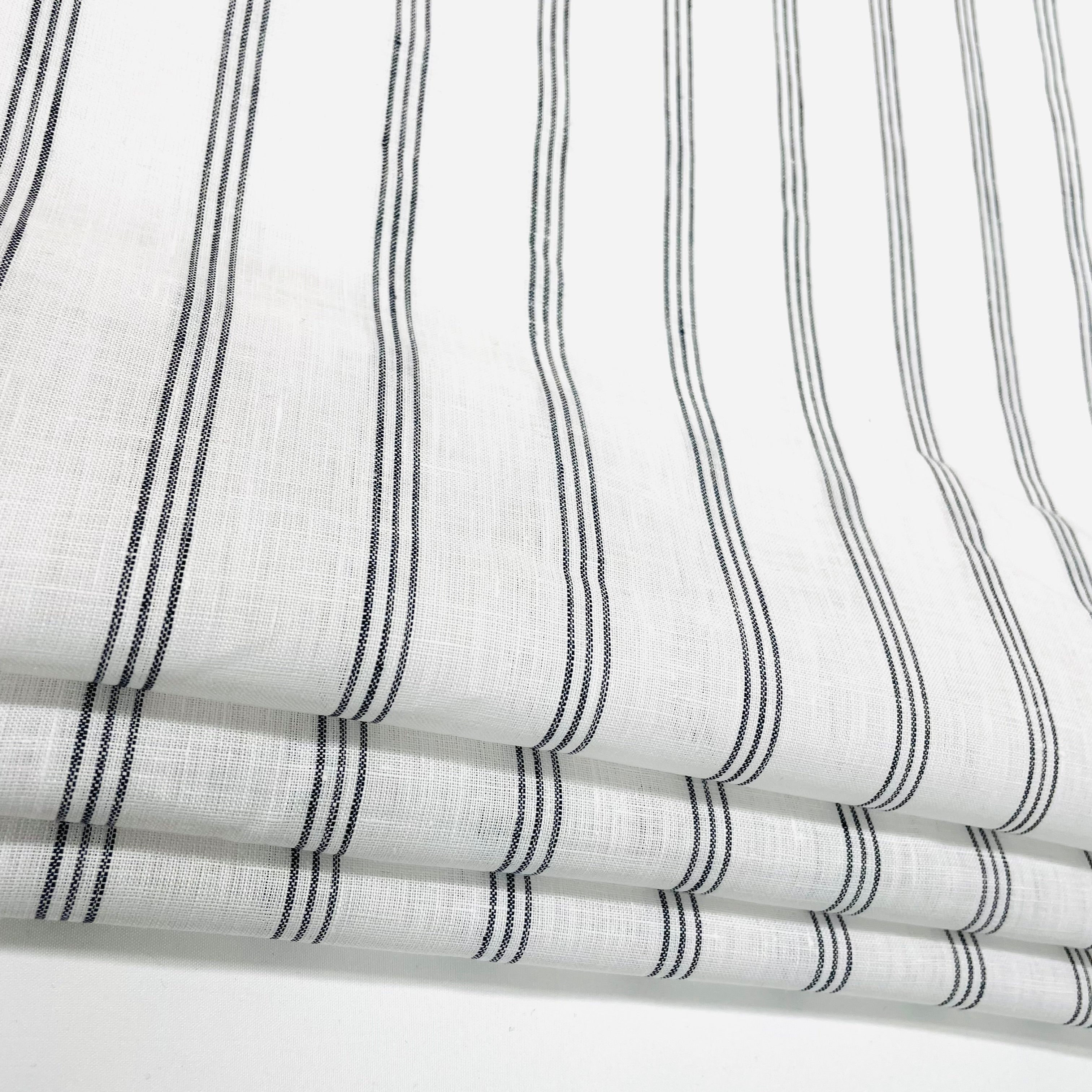 3 Thin Stripes Dark Grey 100% Natural Linen contemporary Roman Shade / CL1044