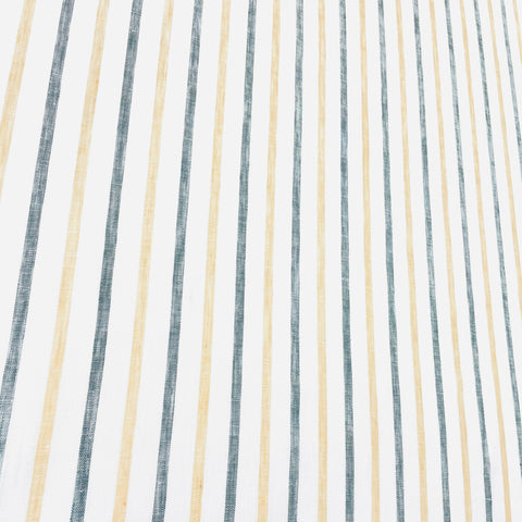 Green Yellow Striped 100% Natural Linen Fabric by the Yard / 53" Width / CL1045