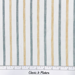 Green Yellow Striped 100% Natural Linen Flat Relaxed Casual Roman Shade/CL1045