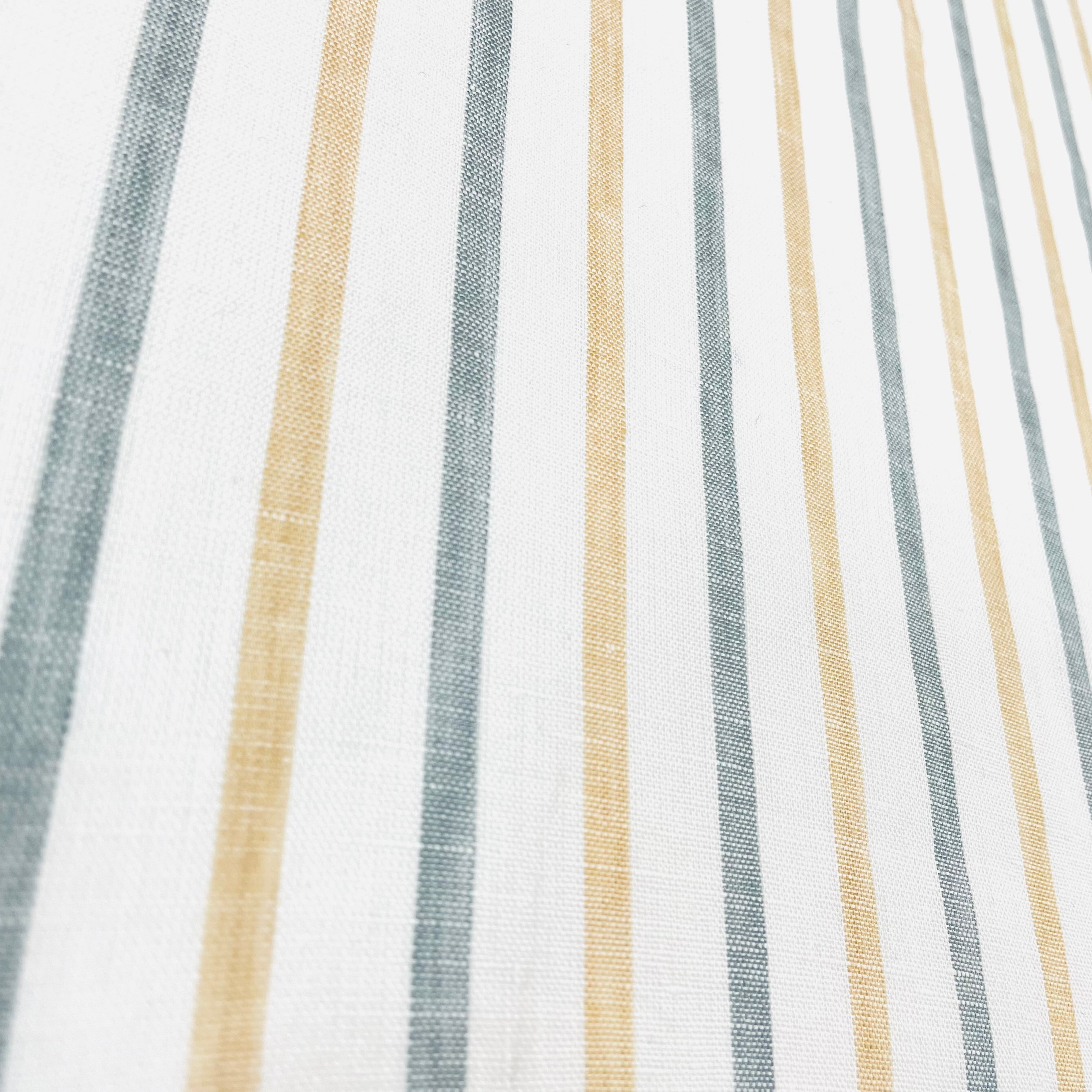 Green Yellow Striped 100% Natural Linen Fabric by the Yard / 53" Width / CL1045