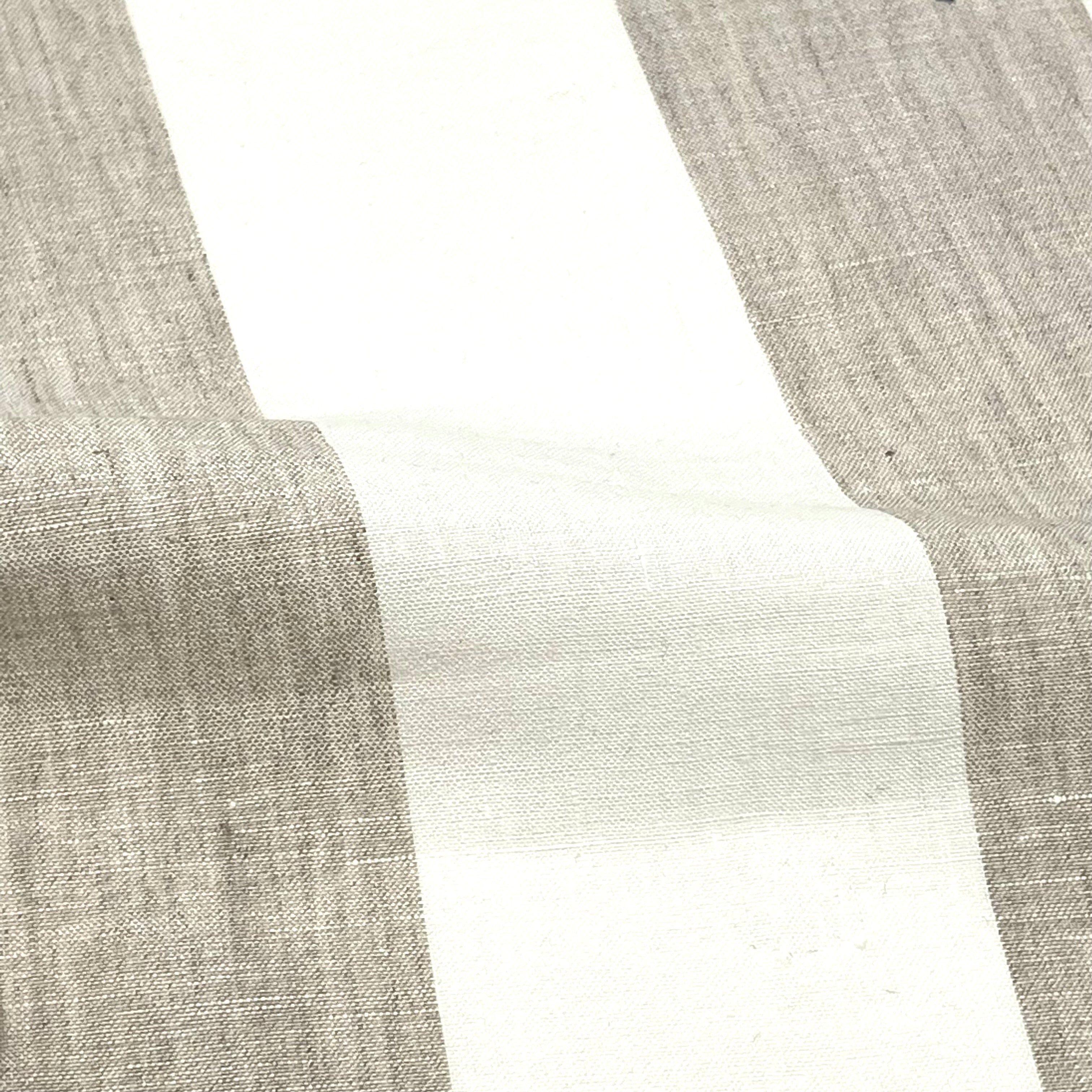 3" Stripe 100% Natural Linen Fabric By The Yard/CL1055
