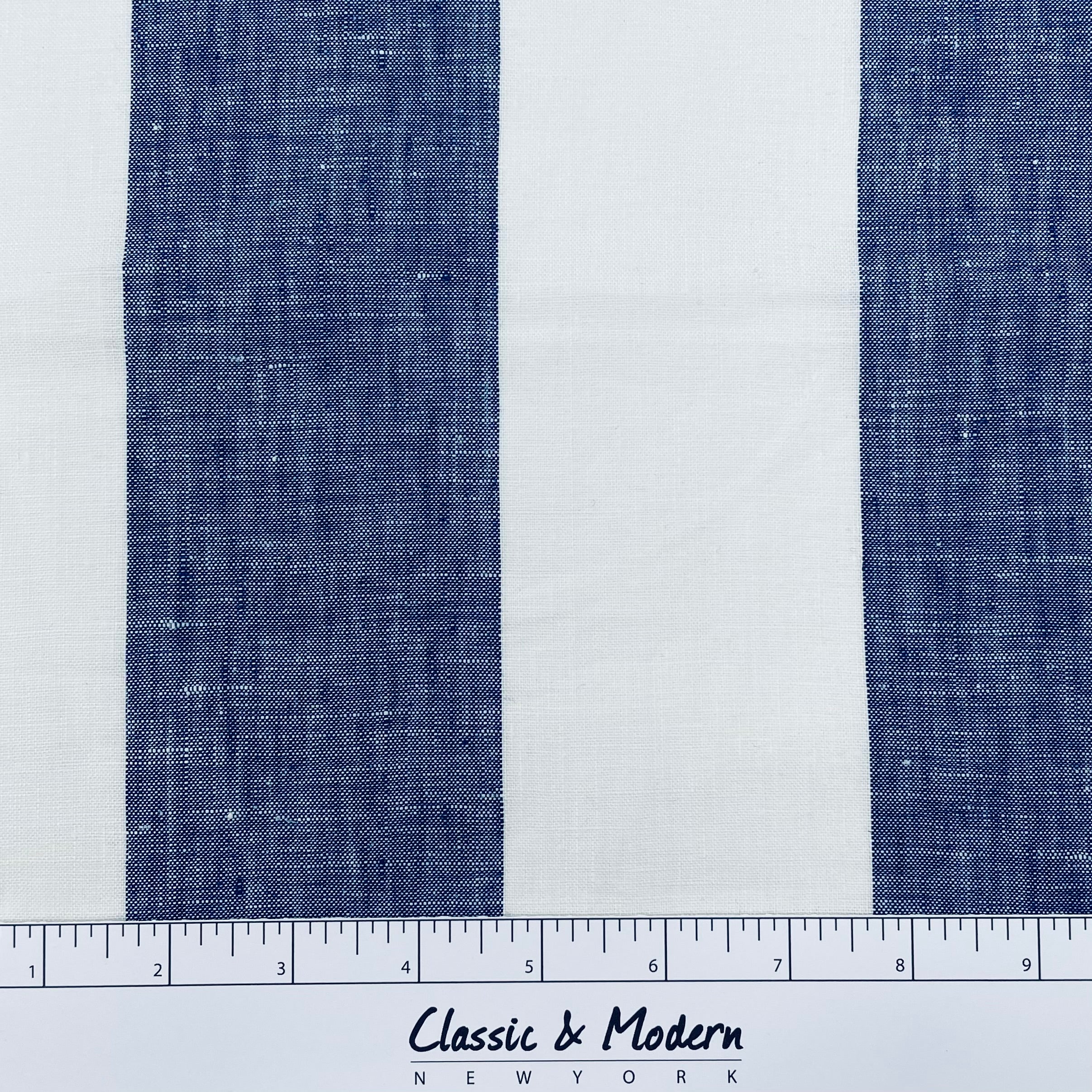 3" Stripe 100% Natural Linen Fabric By The Yard/CL1055