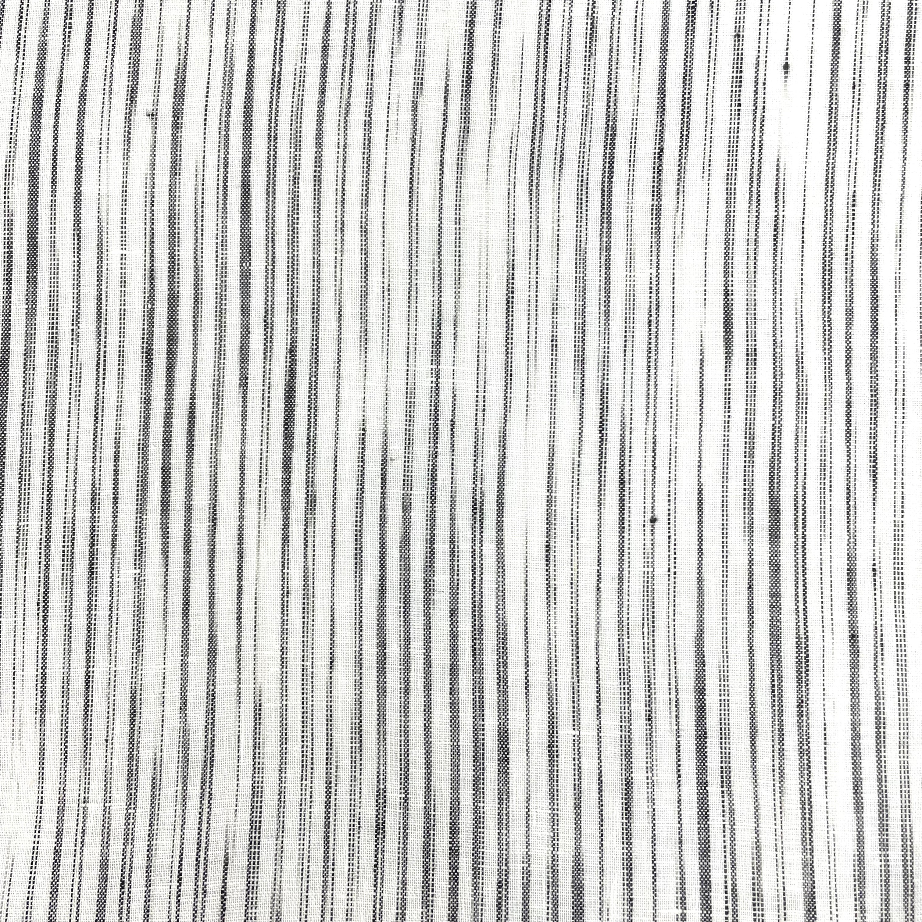 Narrow Irregular Stripe 100% Natural Linen Fabric by the Yard / 50" Wide / CL1039
