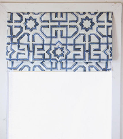 Geometric Embroidery Blend Linen Flat Roman Shade/CL1144