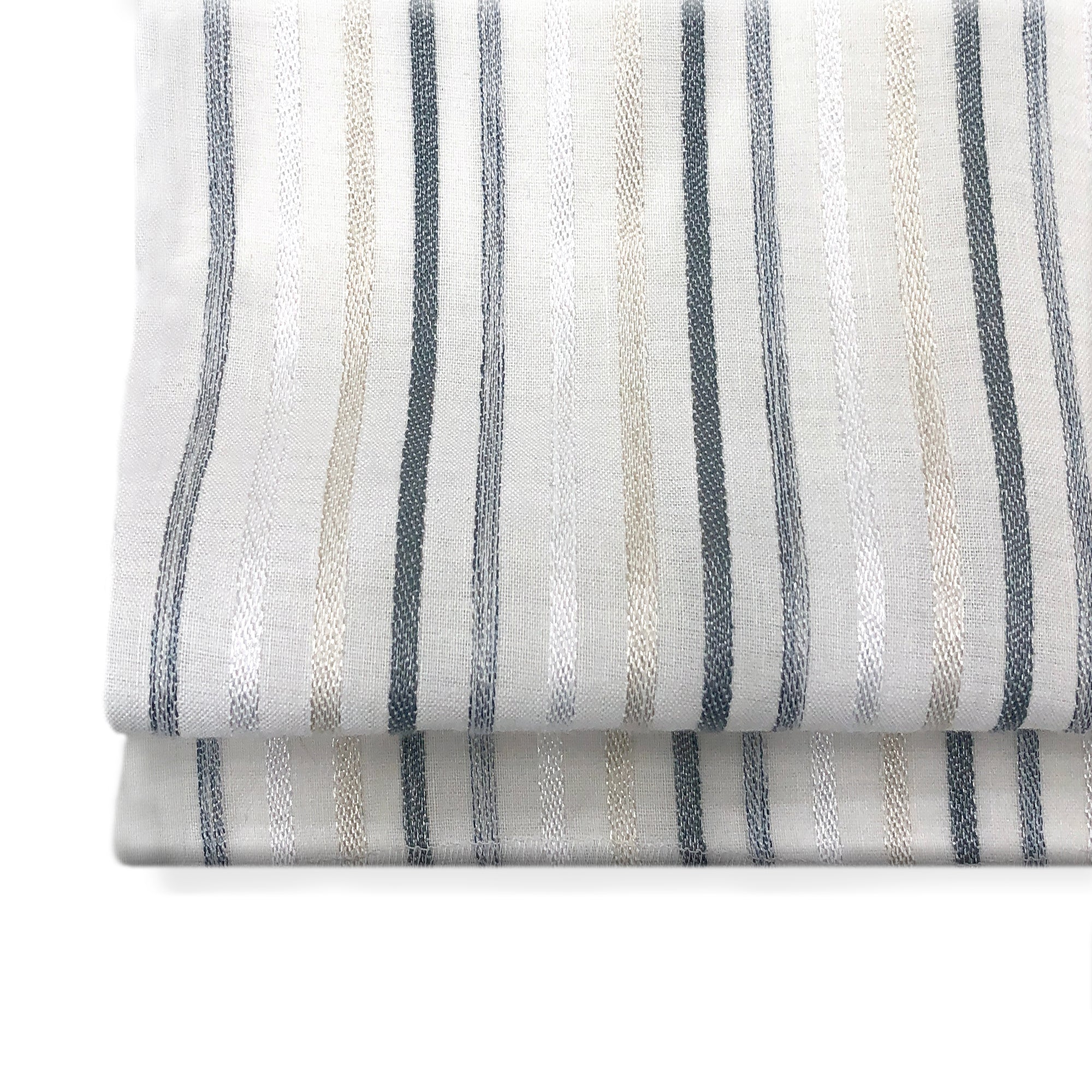 Sheer Linen Stripe Flat Relaxed Roman Shade