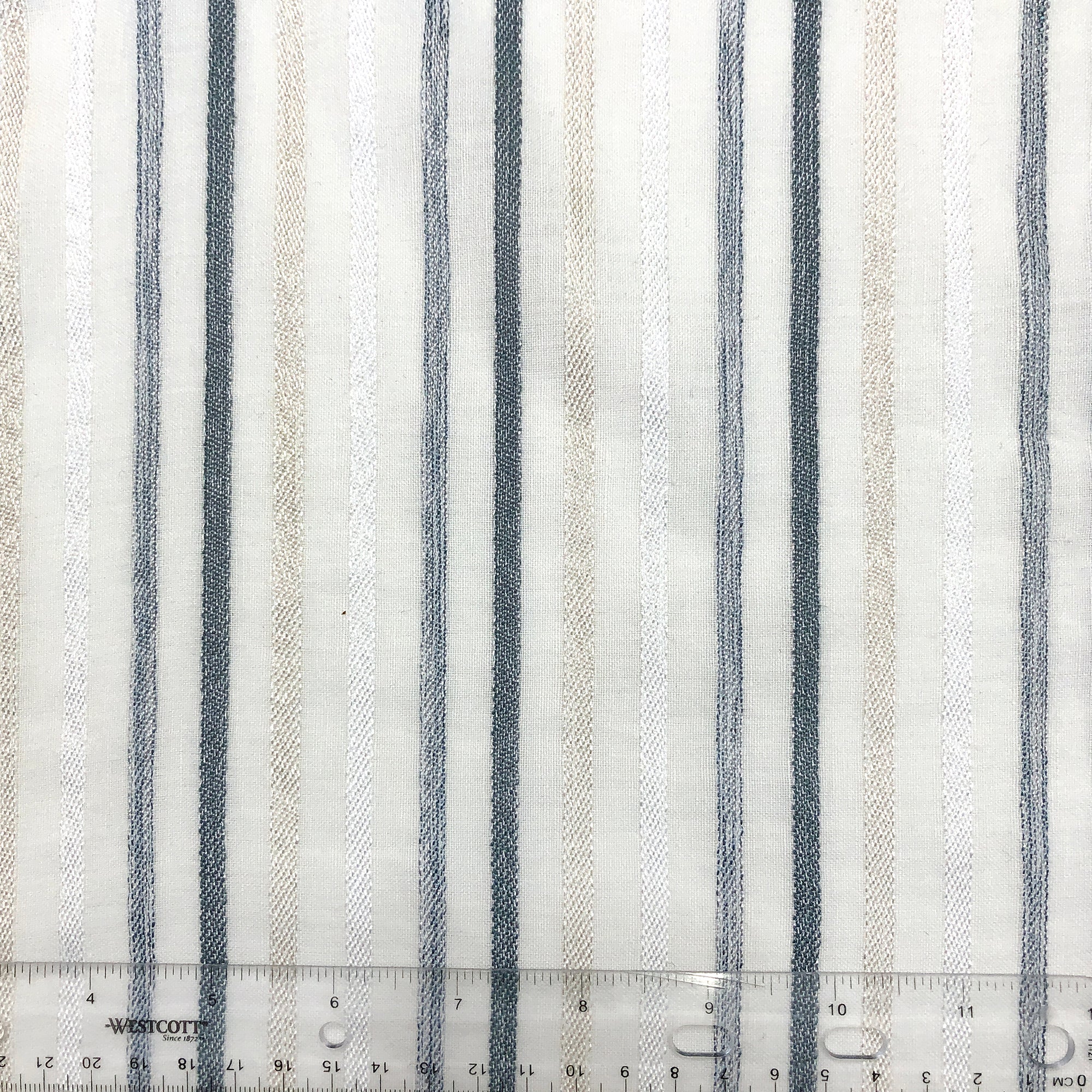 Sheer Linen Stripe Flat Relaxed Roman Shade