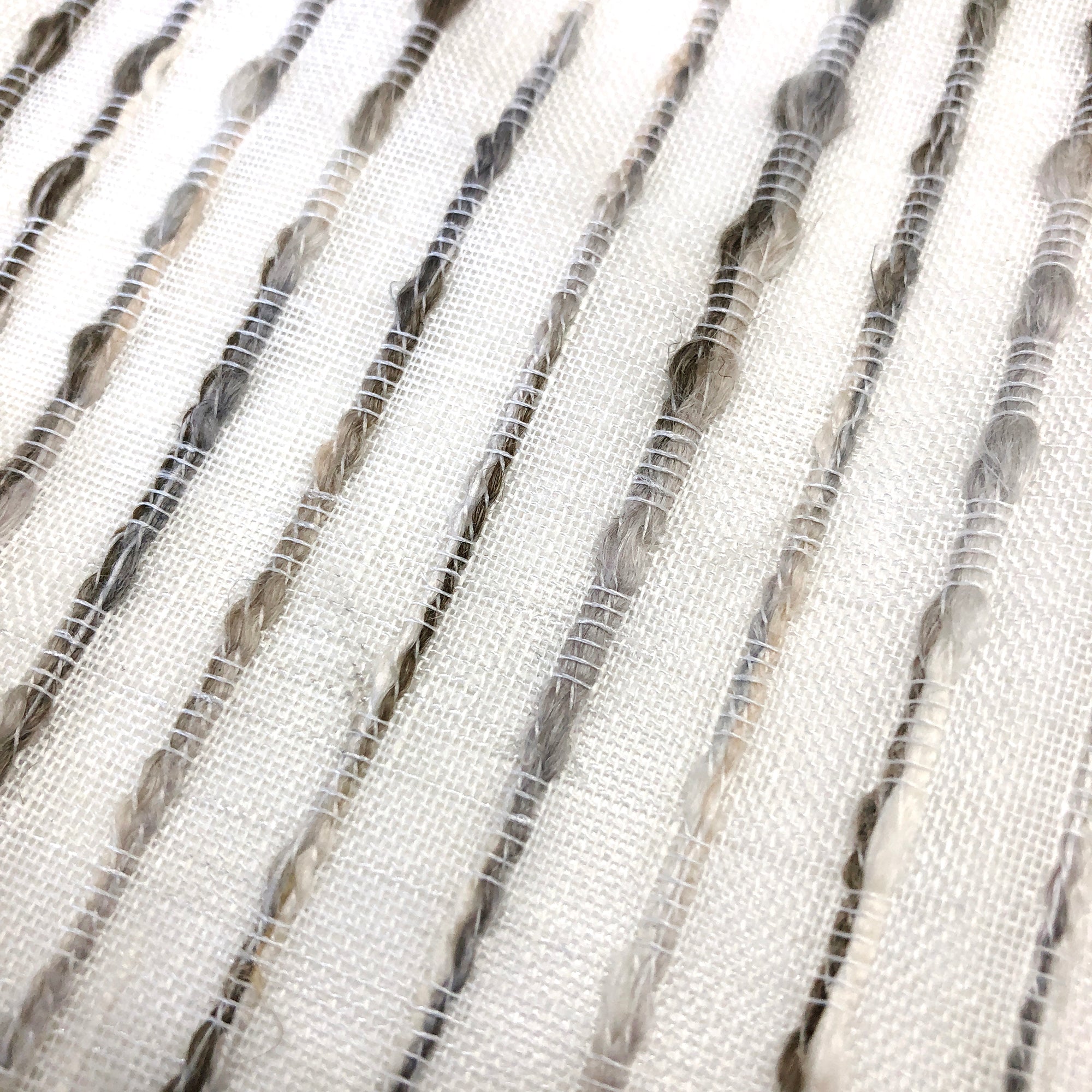 Dot Embroidered Blue Indigo Stripe Sheer Blend Linen Fabric Flat Roman Shade / CL1032