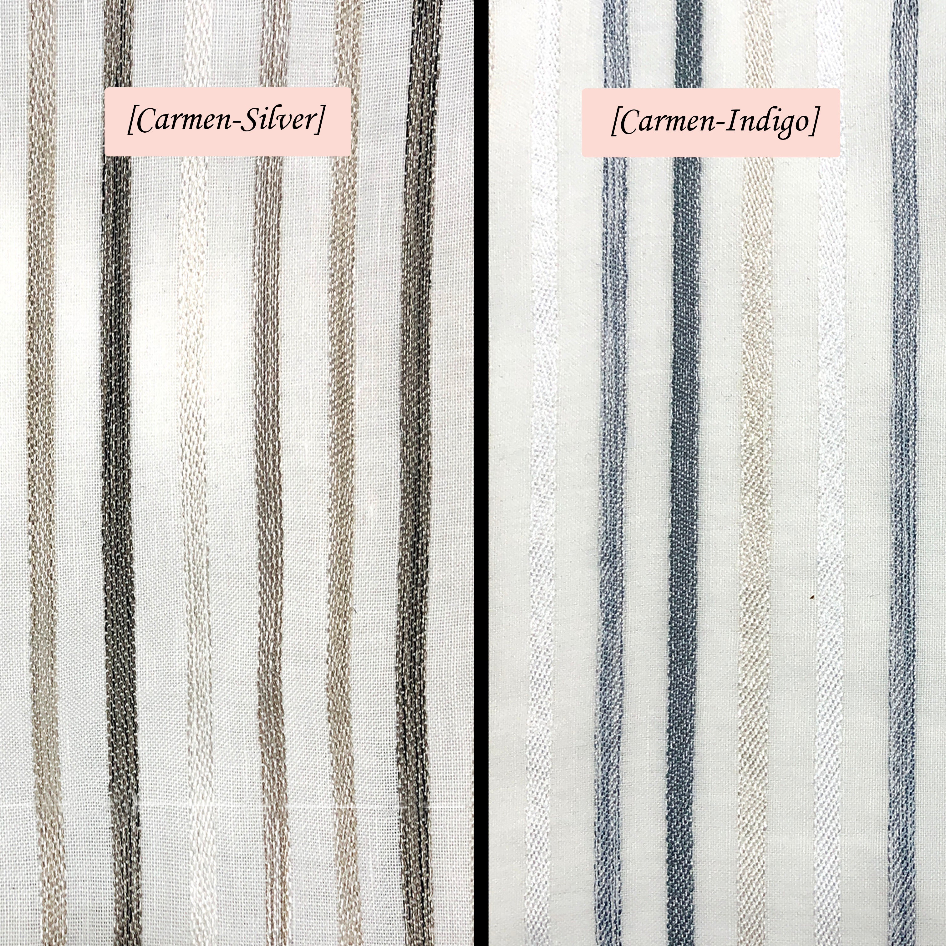 Sheer Linen Stripe Flat Relaxed Roman Shade