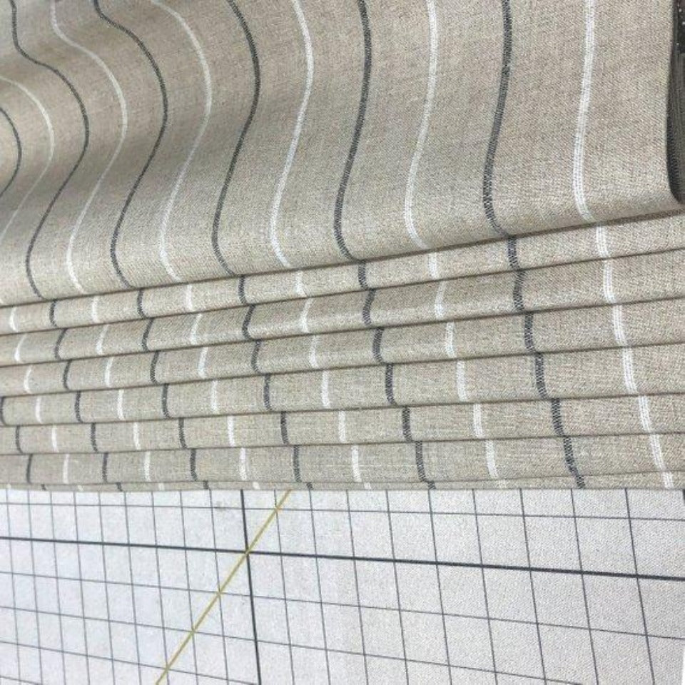 Natural 100% Linen Thin Stripe Flat Roman Shade
