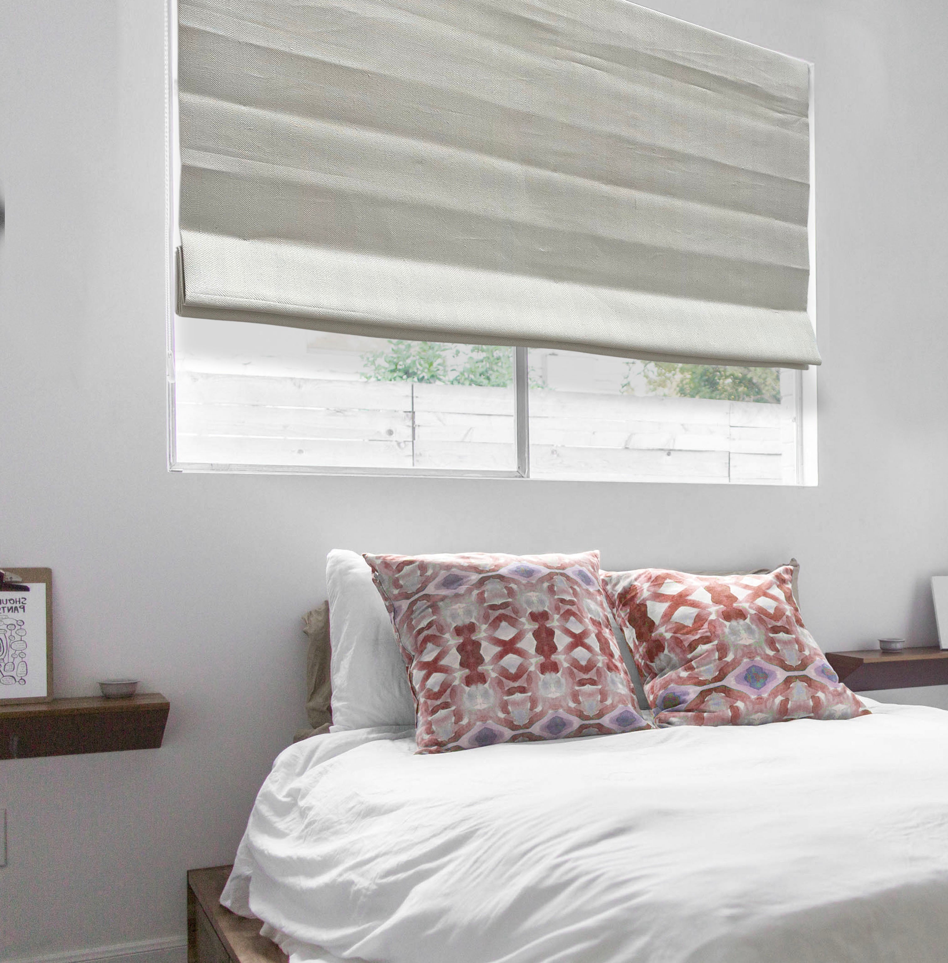 Herringbone Pattern 100% Natural Linen Flat Custom Farmhouse Modern Roman Shade/CL1047