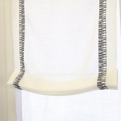 Geometric Embroidery Blend Linen Flat Roman Shade/CL1144