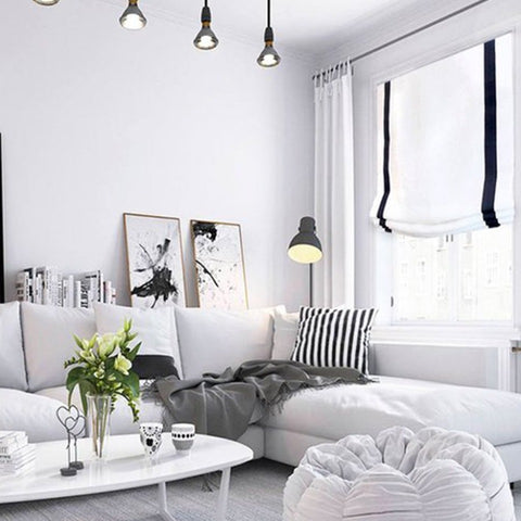 White Light Grey 2 Color Combo Linen Relaxed Roman Shade