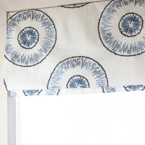 Geometric Embroidery Blend Linen Flat Roman Shade/CL1144