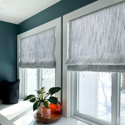 Grey Modern Sheer Linen Custom Flat Roman Shade / CL1034
