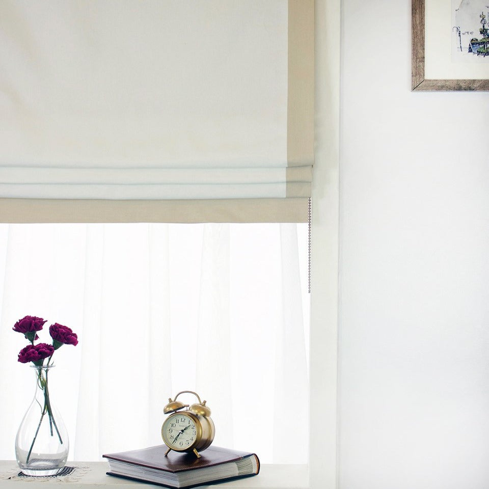 Flat Roman Shades with Band Bordered beige khaki/CL1010