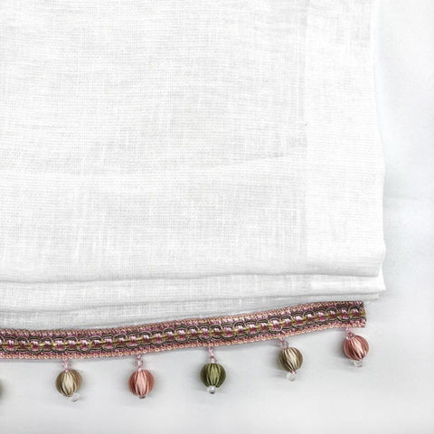 Geometric Embroidery Blend Linen Flat Roman Shade/CL1144