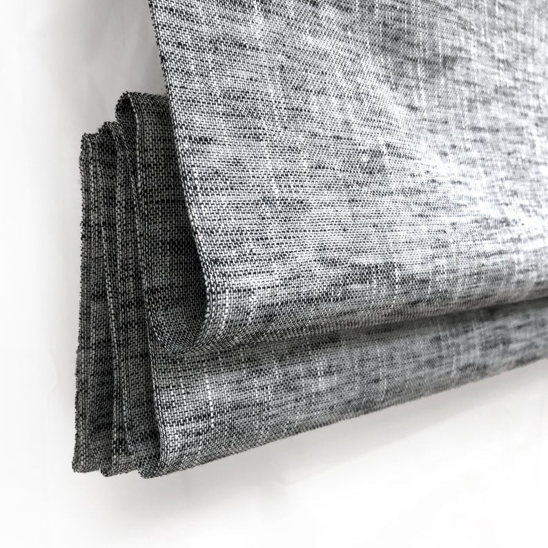 Dark Gray Linen blend Flat Roman Shade/CL1034