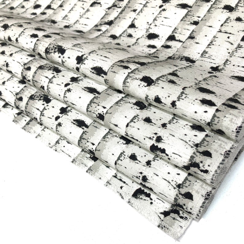 Black White Geometric contemporary 100% linen Flat Relaxed Roman Shade