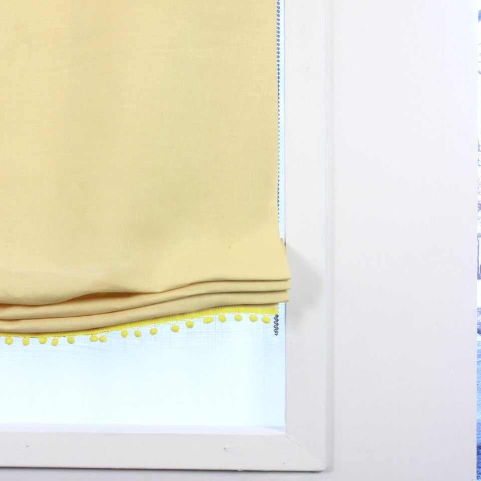 Yellow Linen Relaxed Shade with Yellow Pom Pom / CL1010