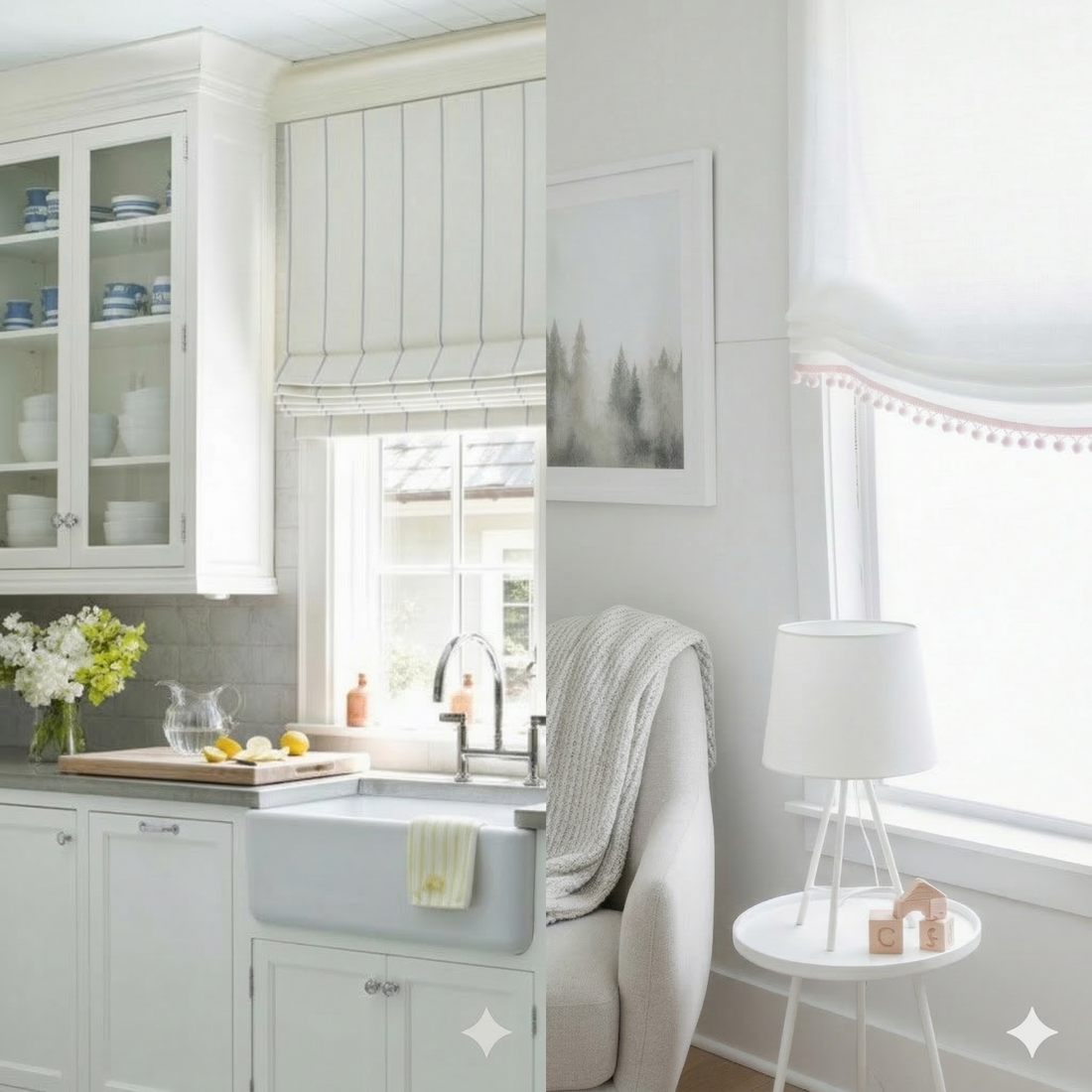 Flat vs Relaxed Roman Shade