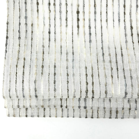 White Linen with Black Border Flat Roman Shade