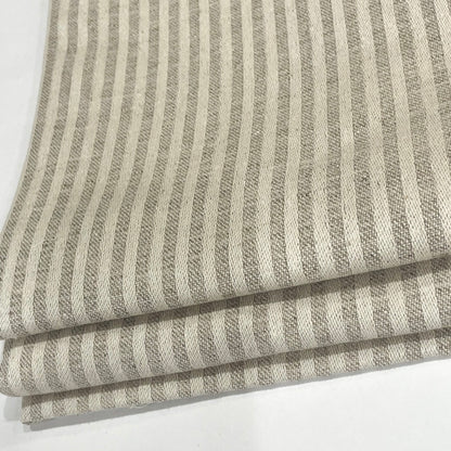 Beige and Tan 100% Striped Linen Flat Roman Shade, CL1115