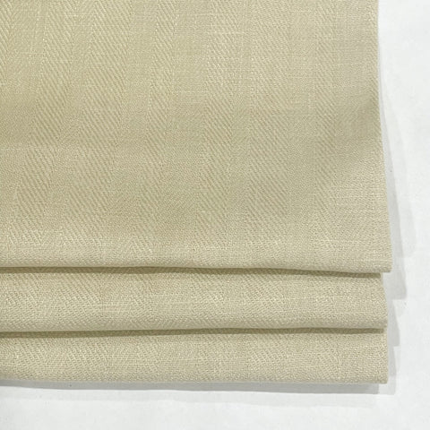 Ecru Herringbone Pattern 100% Natural Linen Flat Custom Roman Shade / CL1047