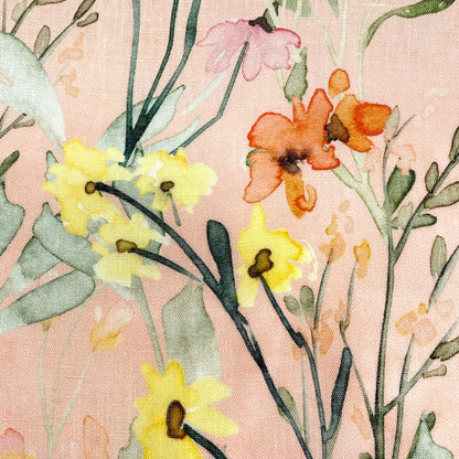 Water Multi Colors Floral Light Weight 100% Linen Fabric By The Yard, 57"Width, CL1117