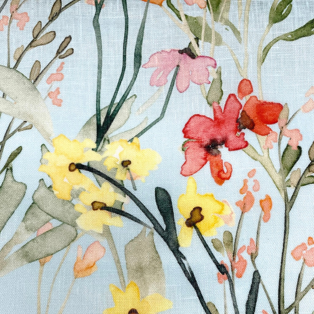 Water Color Floral Light Weight 100% Linen Relaxed Roman Shade, CL1117