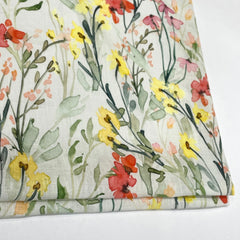 Water Multi Colors Floral Light Weight 100% Linen Fabric By The Yard / 57" Width / CL1117