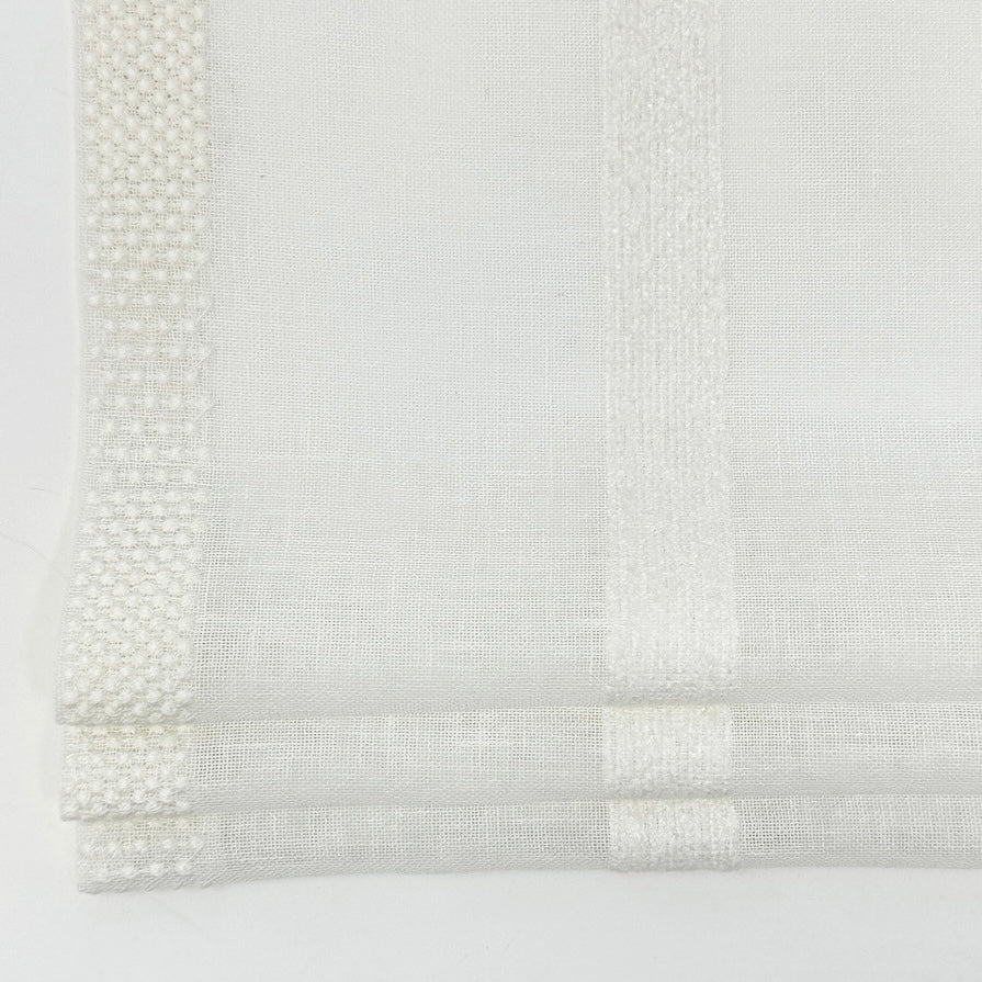 Dot and Texture Stripe Embroidery Blend Sheer Linen Flat Roman Shade, CL1118