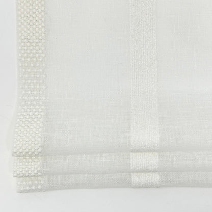 Dot and Texture Stripe Embroidery Blend Sheer Linen Flat Roman Shade, CL1118