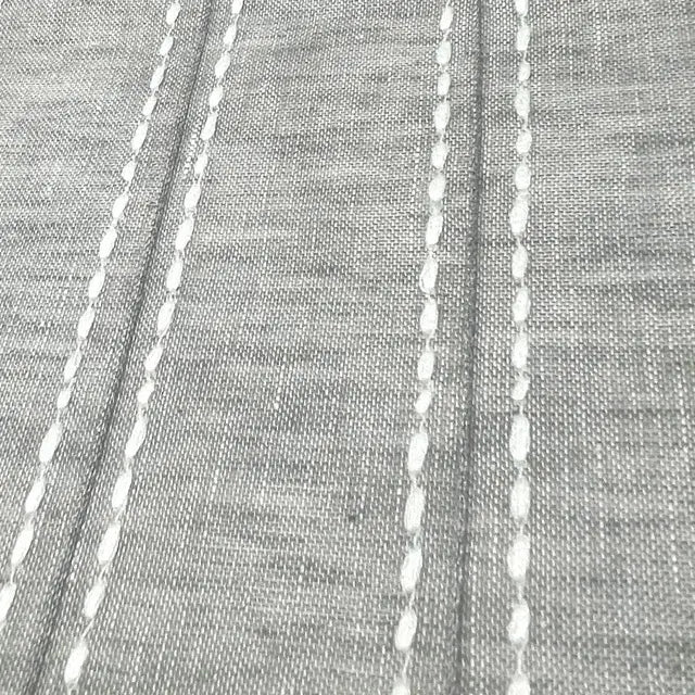 Embroidery Dot and Texture Stripe sheer Linen Flat Roman Shade, CL1126