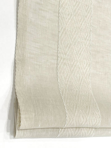 Embroidery Dot and Texture Stripe Blend sheer Linen Flat Roman Shade, Window treatment/CL1126