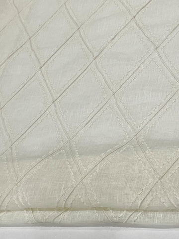 Embroidery Geometric Blend Linen Sheer Flat Roman Shade, Window treatment/CL1078