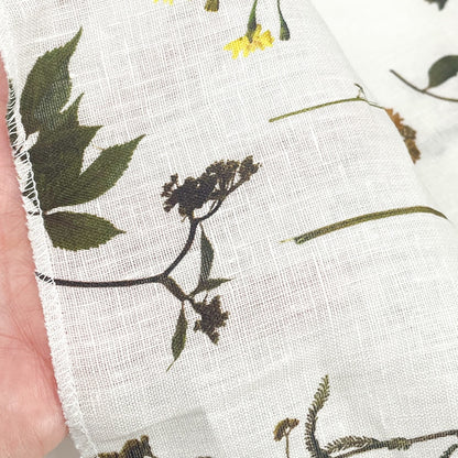Bloom Plant Garden Print 100% Lightweight Linen Fabric by the Yard, 57"Width, CL1106