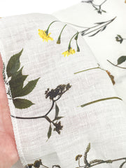 Bloom Plant Garden Handkerchief Light Weight 100% Linen Fabric By The Yard, Dress, Skirt, Pant, Curtain, Drapery, Table Top, 57"Width/CL1106