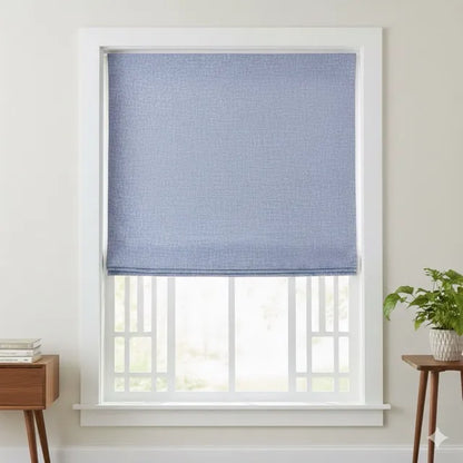 Ciel Double Width 100% Natural Linen Fabric Flat Roman Shade, CL1056