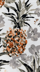 Tropical Pineapple Linen Fabric By The Yard / 54" Width/CL1158