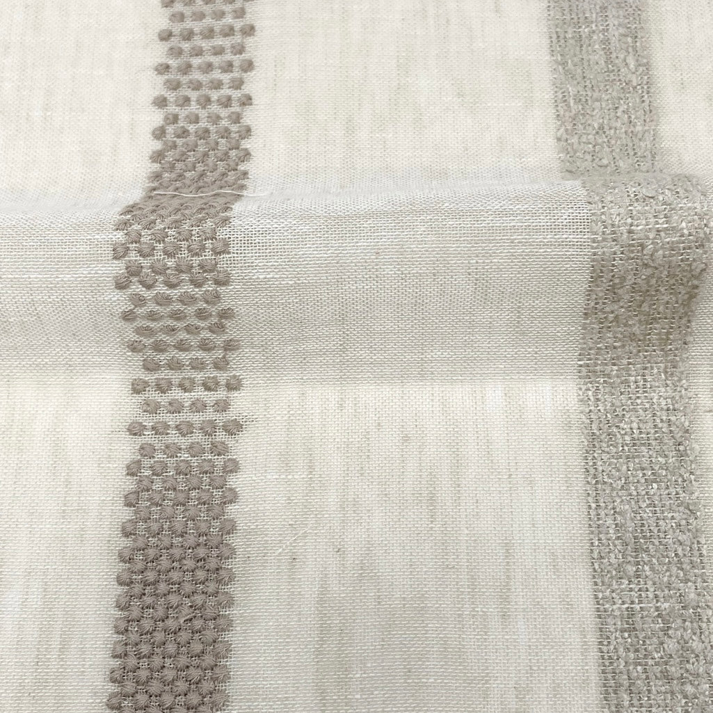 Dot and Texture Stripe Embroidery Blend Sheer Linen Fabric, 118"Width, CL1118