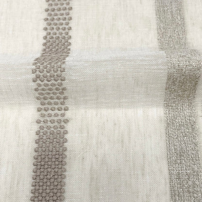 Dot and Texture Stripe Embroidery Blend Sheer Linen Fabric, 118"Width, CL1118